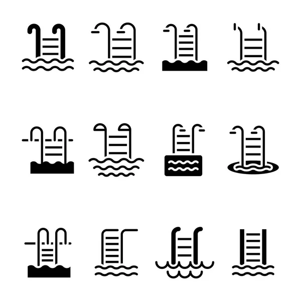 Zwembad Glyph Vector Icons set — Stockvector