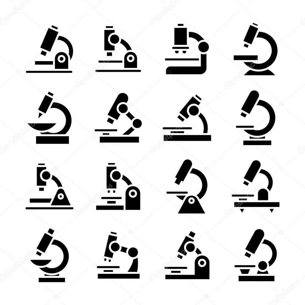 Set Of Microscope Glyph Vector Icons