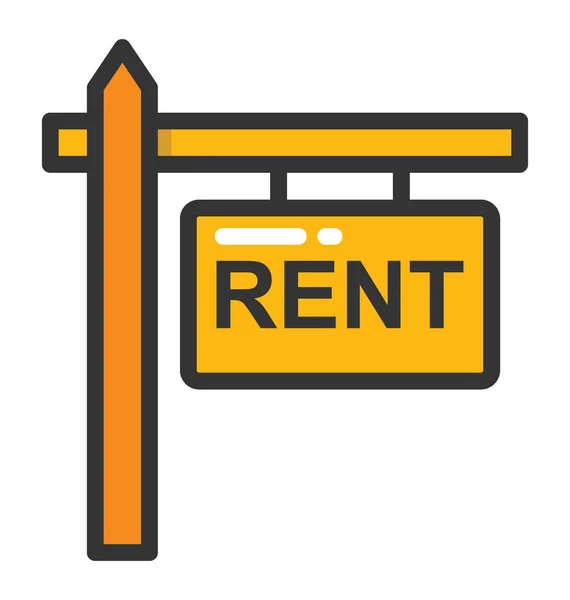 Rent Signboard Vector Icon — Stock Vector