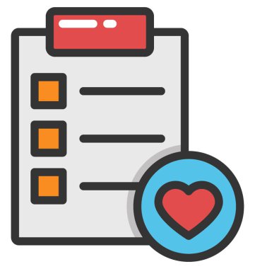 Kalp denetim listesi vektör simgesi