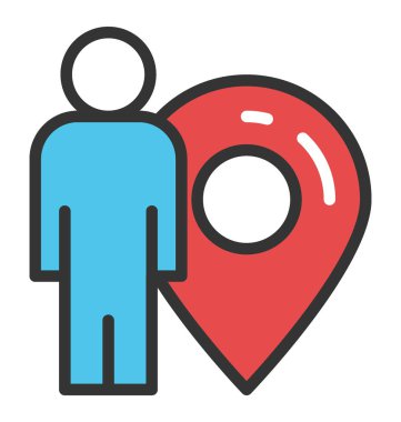 Konum belirleyici vektör simgesi olan adam