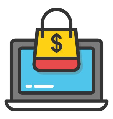 Dijital alışveriş vektör simgesi