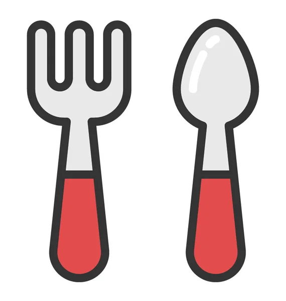 Tenedor y cuchara vector icono — Archivo Imágenes Vectoriales