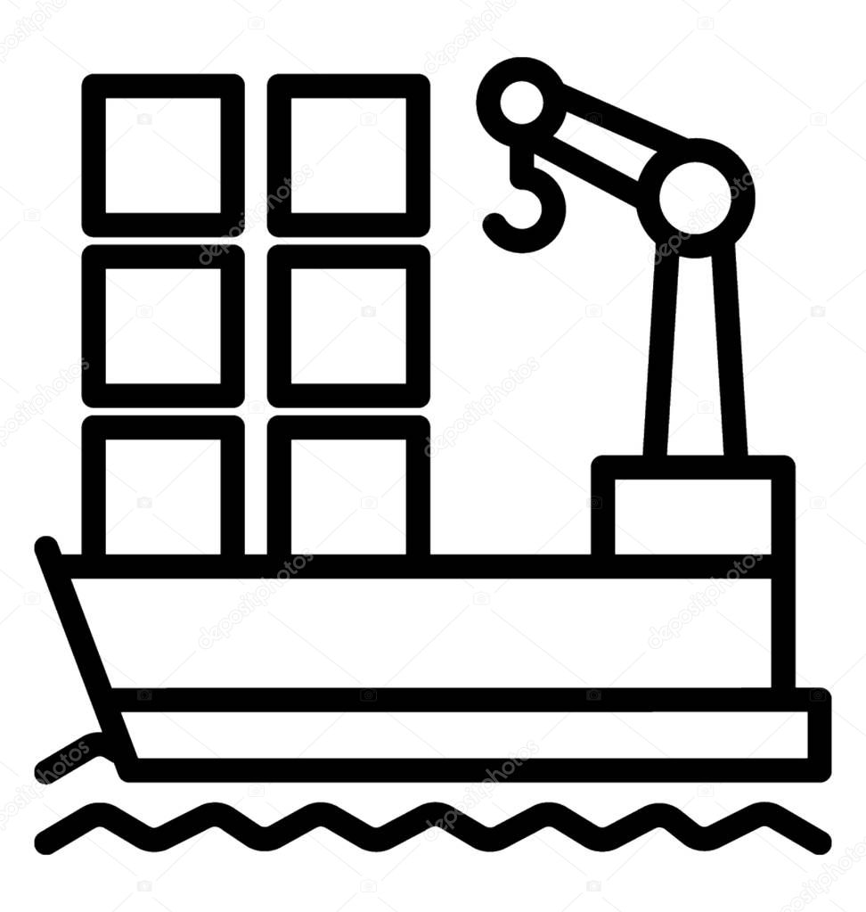 Container Ship Vector Icon