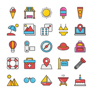 Hotel and Travel Colored Vector Icons Set 4 clipart