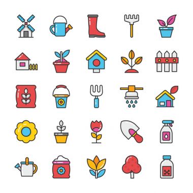 Doğa renkli vektör Icons Set 3