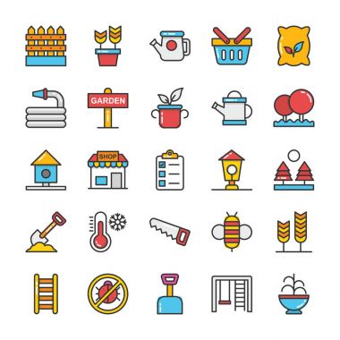 Doğa renkli vektör Icons Set 6
