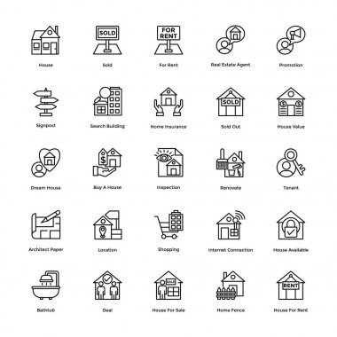 Emlak Line vektör Icons 6 Set