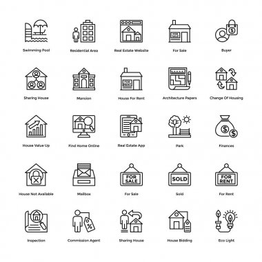 Real Estate Line Vector Icons Set 7