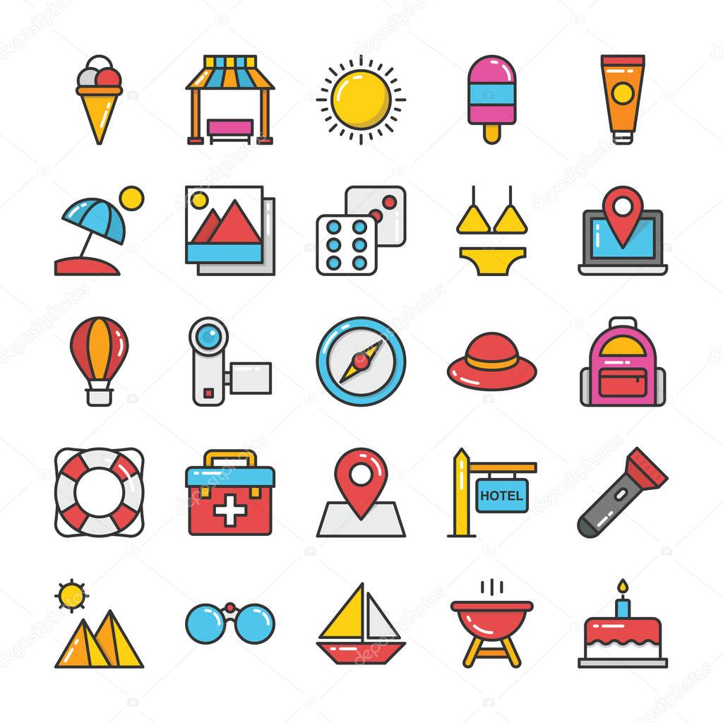 Hotel and Travel Colored Vector Icons Set 4