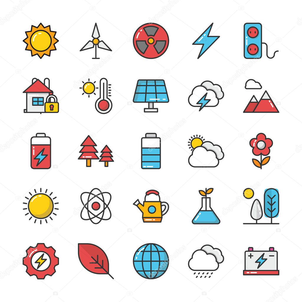 Nature Colored Vector Icons Set 1