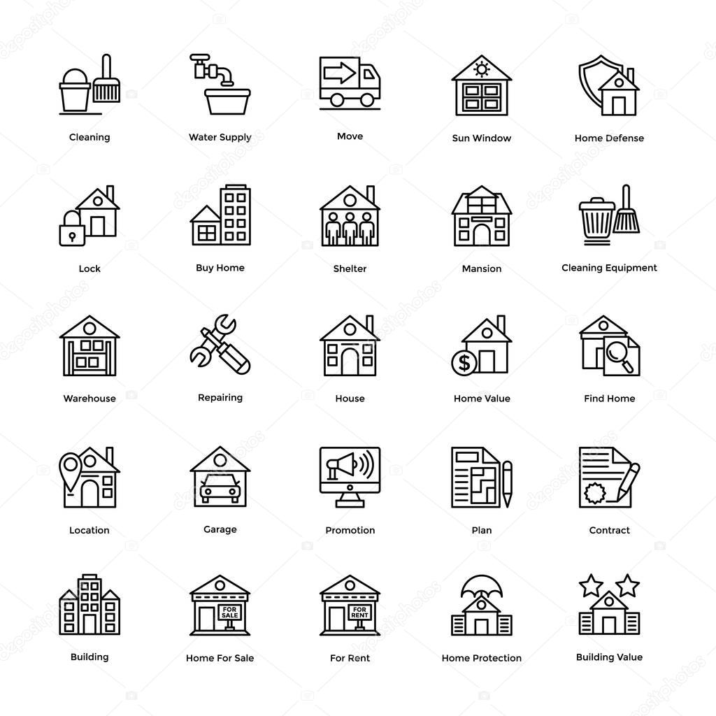 Real Estate Line Vector Icons Set 4