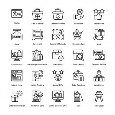 Çizgi vektör simgeler alışveriş 5 ayarla