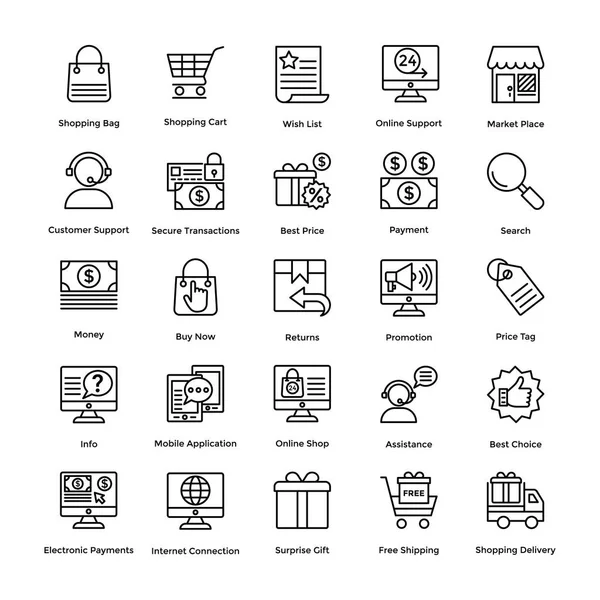 Serie di icone vettoriali della linea di shopping 1 — Vettoriale Stock