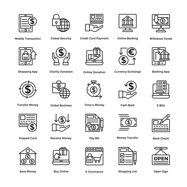 Conjunto de iconos vectoriales de línea de compras 3 — Vector de stock