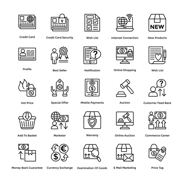 Ensemble d'icônes vectorielles Shopping Line 8 — Image vectorielle