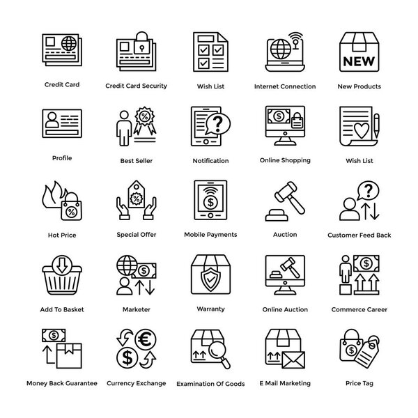 Shopping Line Vector Icons Set 8