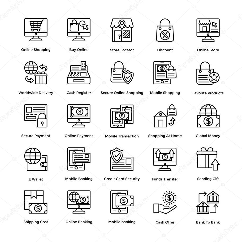 Shopping Line Vector Icons Set 2