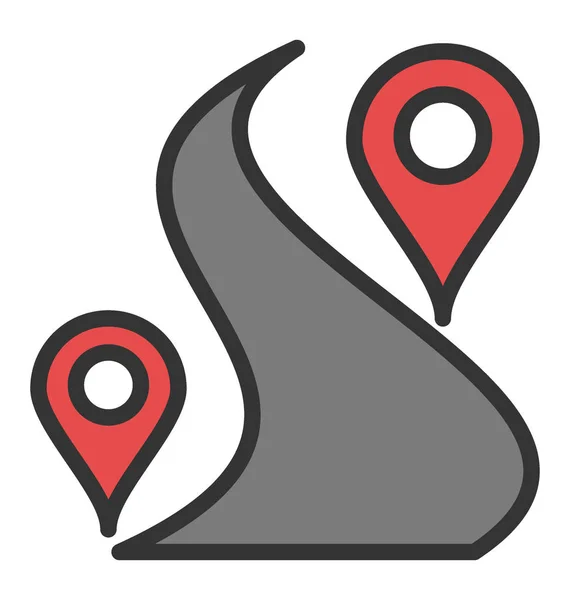 Road Tracking Vector Icono — Vector de stock