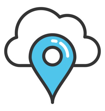 Bulut harita işaretleyici vektör simgesi