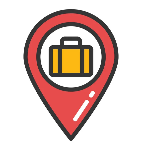 Mapa Pointer Suitcase Vector Icon — Vetor de Stock