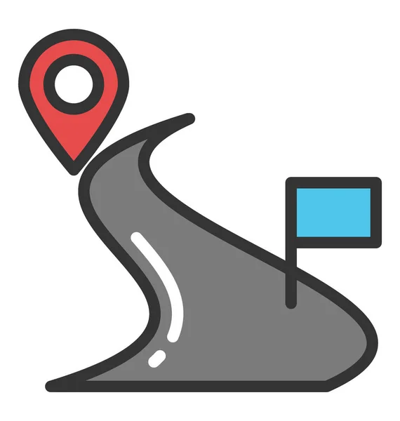 Road Tracking Vector Icono — Vector de stock