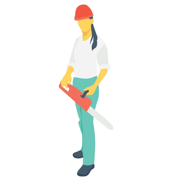 Female Worker Color Vector Icon — Stock Vector