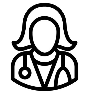 Bayan Doktor çizgi vektör simgesi
