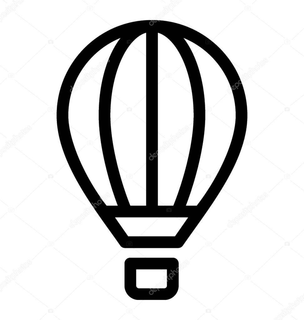 Hot Air Balloon Line Vector Icon