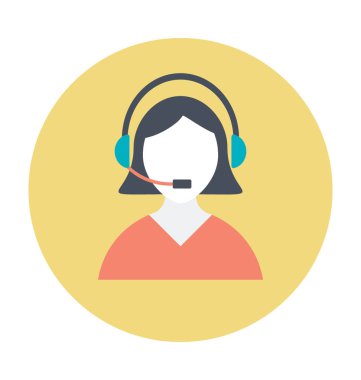 Kadın telefon operatörü renkli vektör simgesi