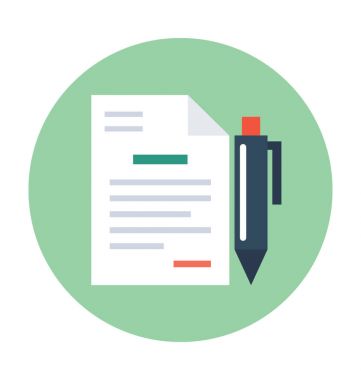 Kalem ile belge vektör simgesi