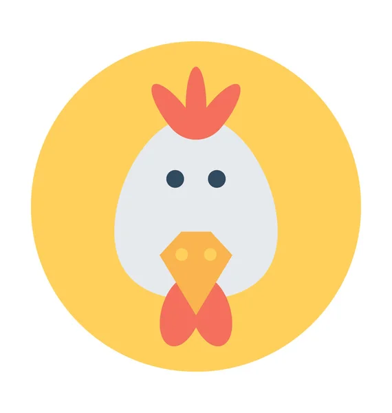 Kyckling Platt Vektor Ikon — Stock vektor