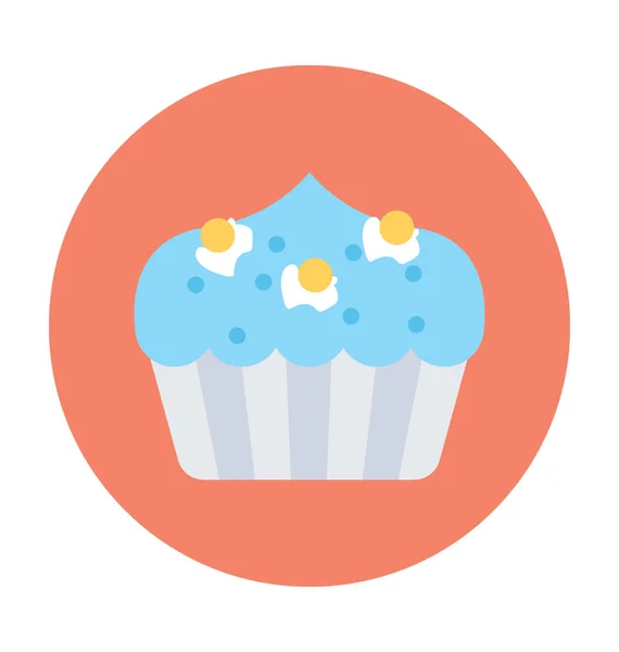 Cupcake Plano Vector Icono — Vector de stock