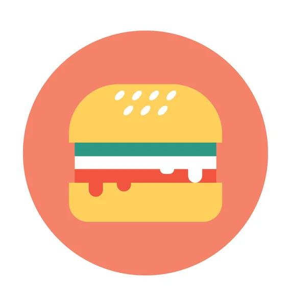 Burger Ploché Vektorové Ikony — Stockový vektor
