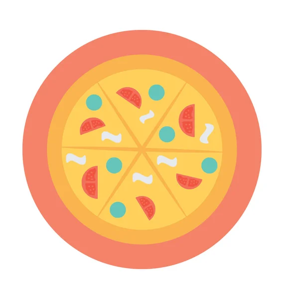 Pizza Flat Vector Icon — Stock Vector