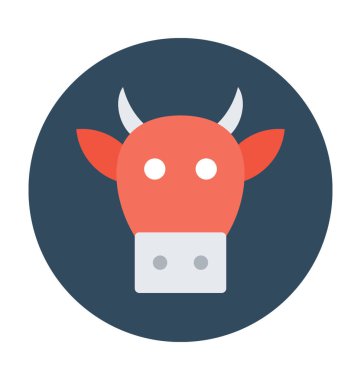 İnek düz vektör simgesi