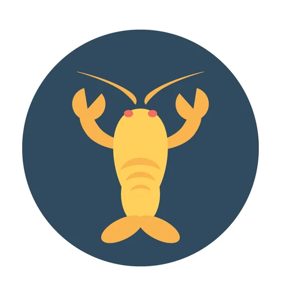 Crayfish Plana Vector Ícone —  Vetores de Stock