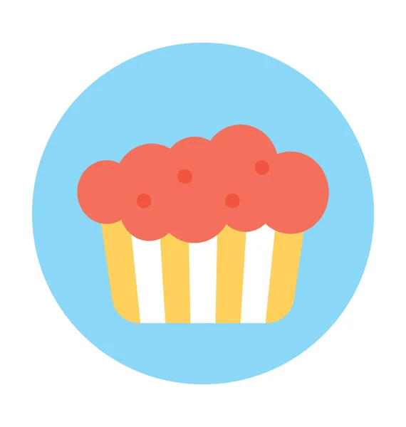 Muffin Plano Vector Icono — Vector de stock