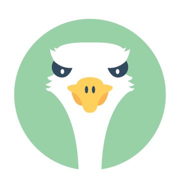 Devekuşu düz vektör simgesi