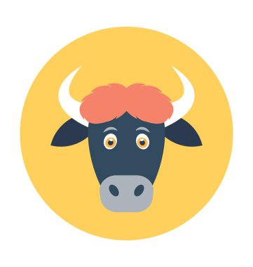 İnek düz vektör simgesi