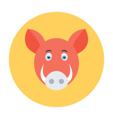 Yaban domuzu düz vektör simgesi