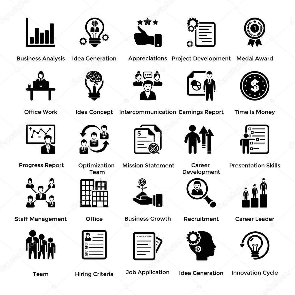 Collection of Business and Management Glyph icons 8