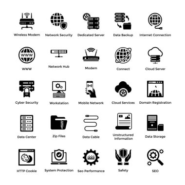 Web Hosting Glyph Icon Designs 4 clipart