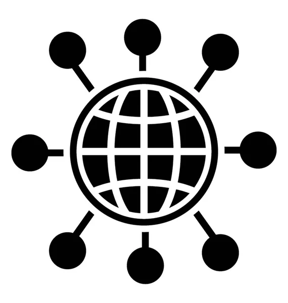 Rede Global Glyph Icon — Vetor de Stock