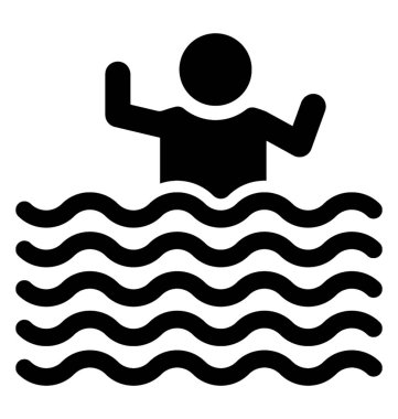 Yüzme glif vektör simgesi