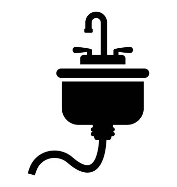 Mutfak lavabo glif simgesi