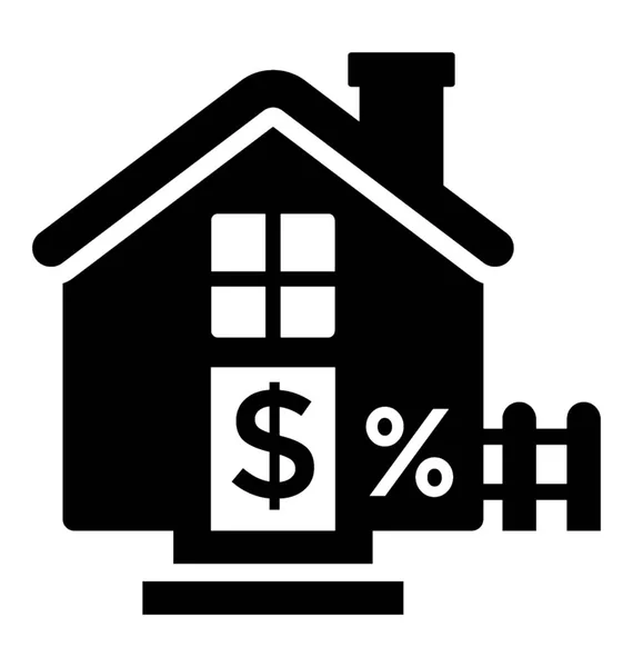 Mortgage Interest Glyph Icon — Stock Vector