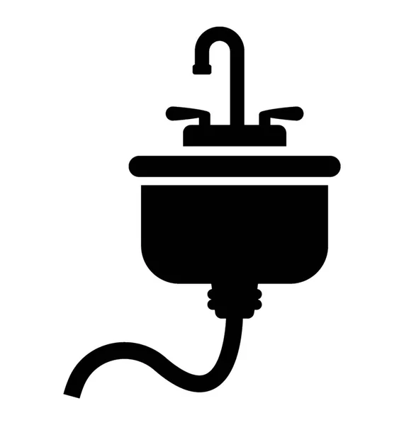 Keuken Gootsteen Glyph Pictogram — Stockvector