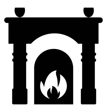 Şömine glif vektör simgesi