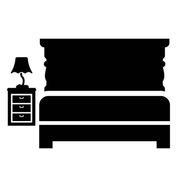 Yatak odası glif vektör simgesi